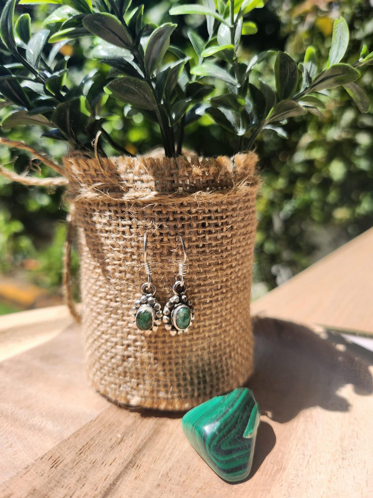 PENDIENTES PLATA Y ESMERALDA