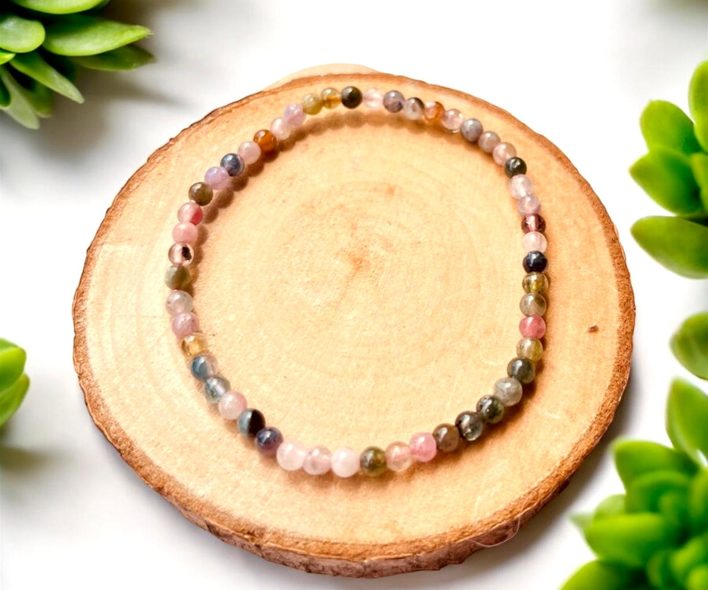 PULSERA TURMALINA MULTICOLOR 4MM