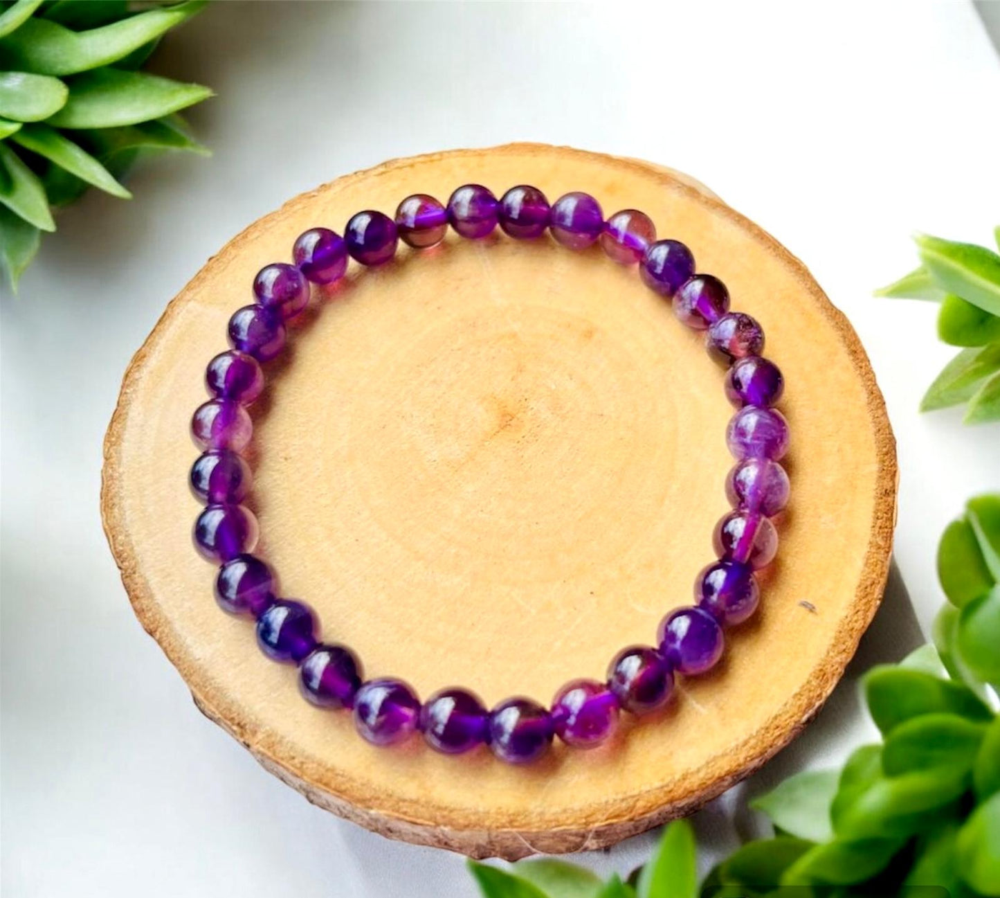 PULSERA BOLA AMATISTA 6MM