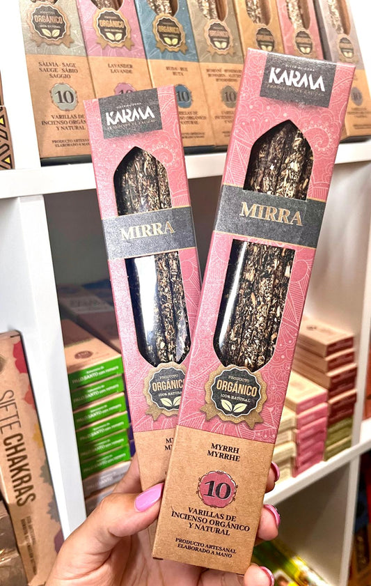 INCIENSO ORGANICO DE MIRRA (25 GRAMOS - 10 STICKS)