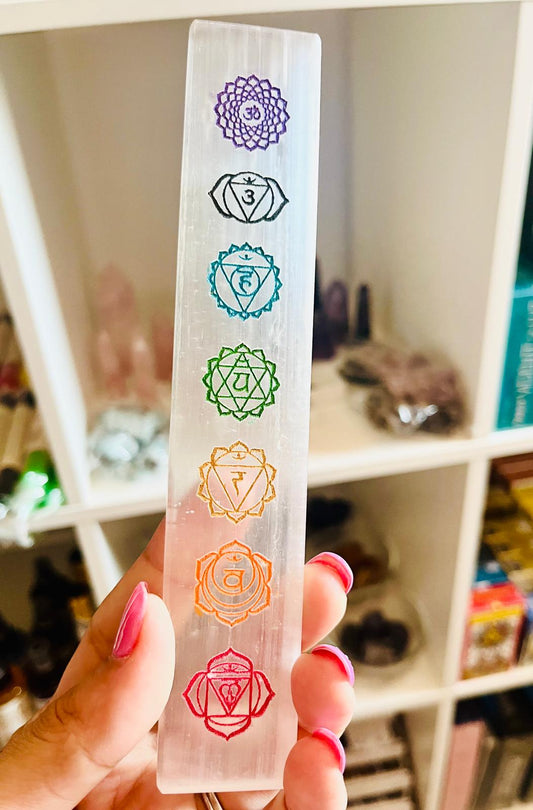 PLACA SELENITA CHAKRAS (17 cm)