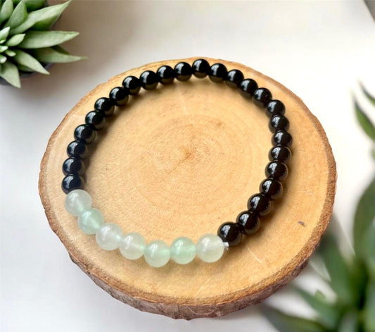 PULSERA BOLA JADE CON OBSIDIANA 6MM